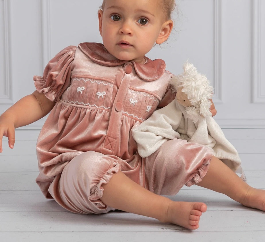 Caramelo velvet 2 piece smocked pyjamas