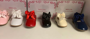 Melia patent bow shoes - red