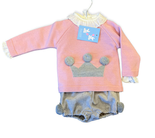 Dusky pink crown jam pants 3 piece set