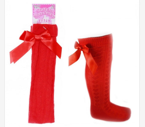 Soft touch knee high ribbed socks - Red