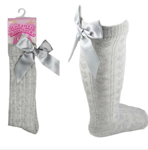 Soft touch knee high ribbed socks - Grey