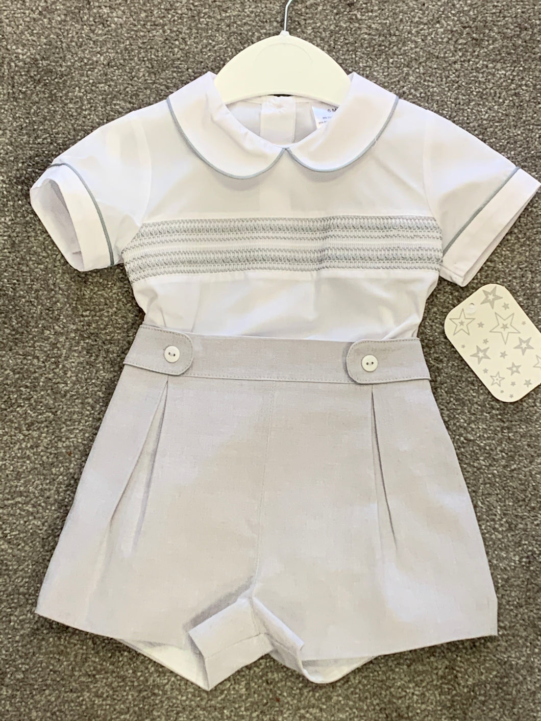 Smocked short set - grey