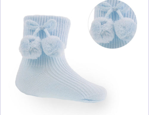 Pom Pom ankle socks - Blue