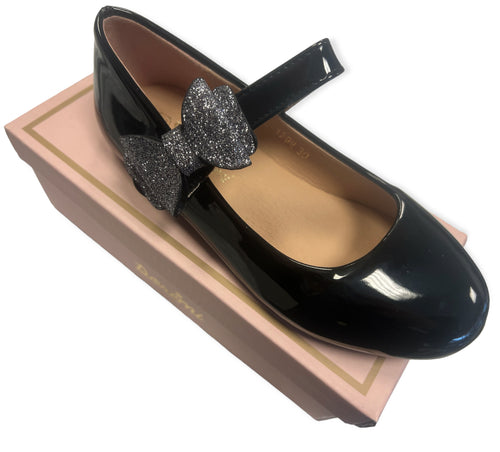 Glitter bow shoe 7-2 black