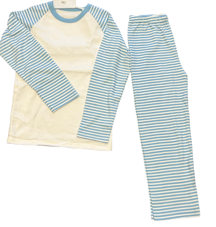 Stripe pyjamas blue personalised