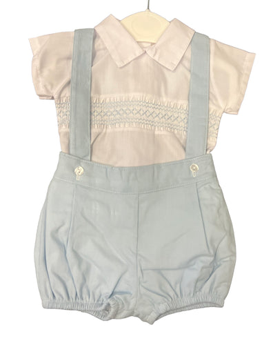 Blue smocked short set sale