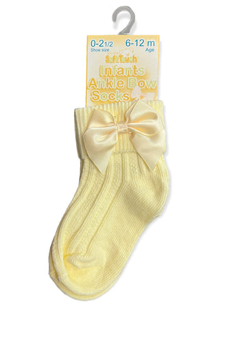 Soft touch bow ankle socks lemon