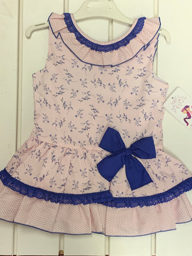 Moda infantil Spanish blue bow dress