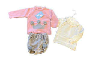 Dusky pink crown jam pants 3 piece set