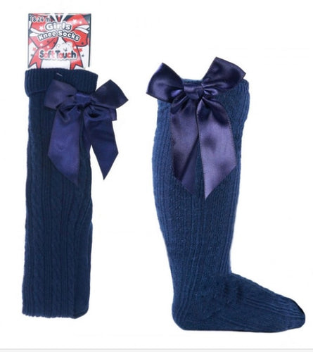 Soft touch knee high ribbed socks - Navy