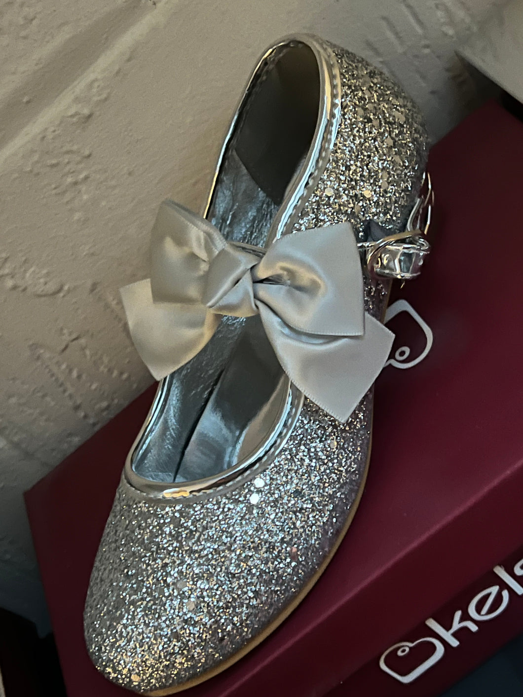 Silver glitter shoes with heel 8-1