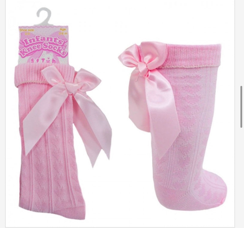 Soft touch knee high ribbed socks - Pink